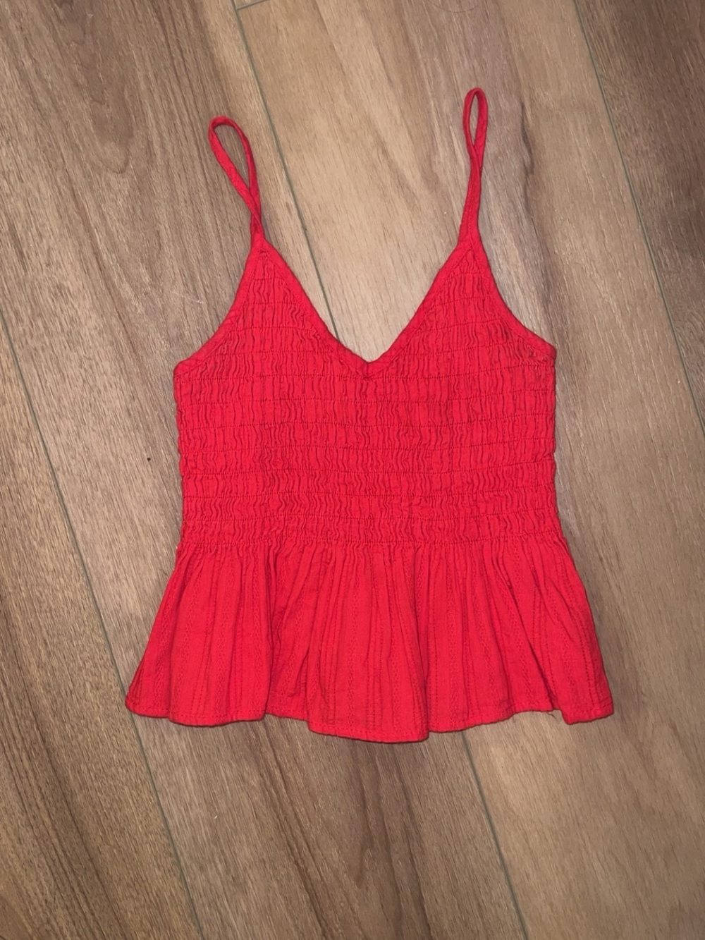 SHEIN Red Smocked Peplum Cami